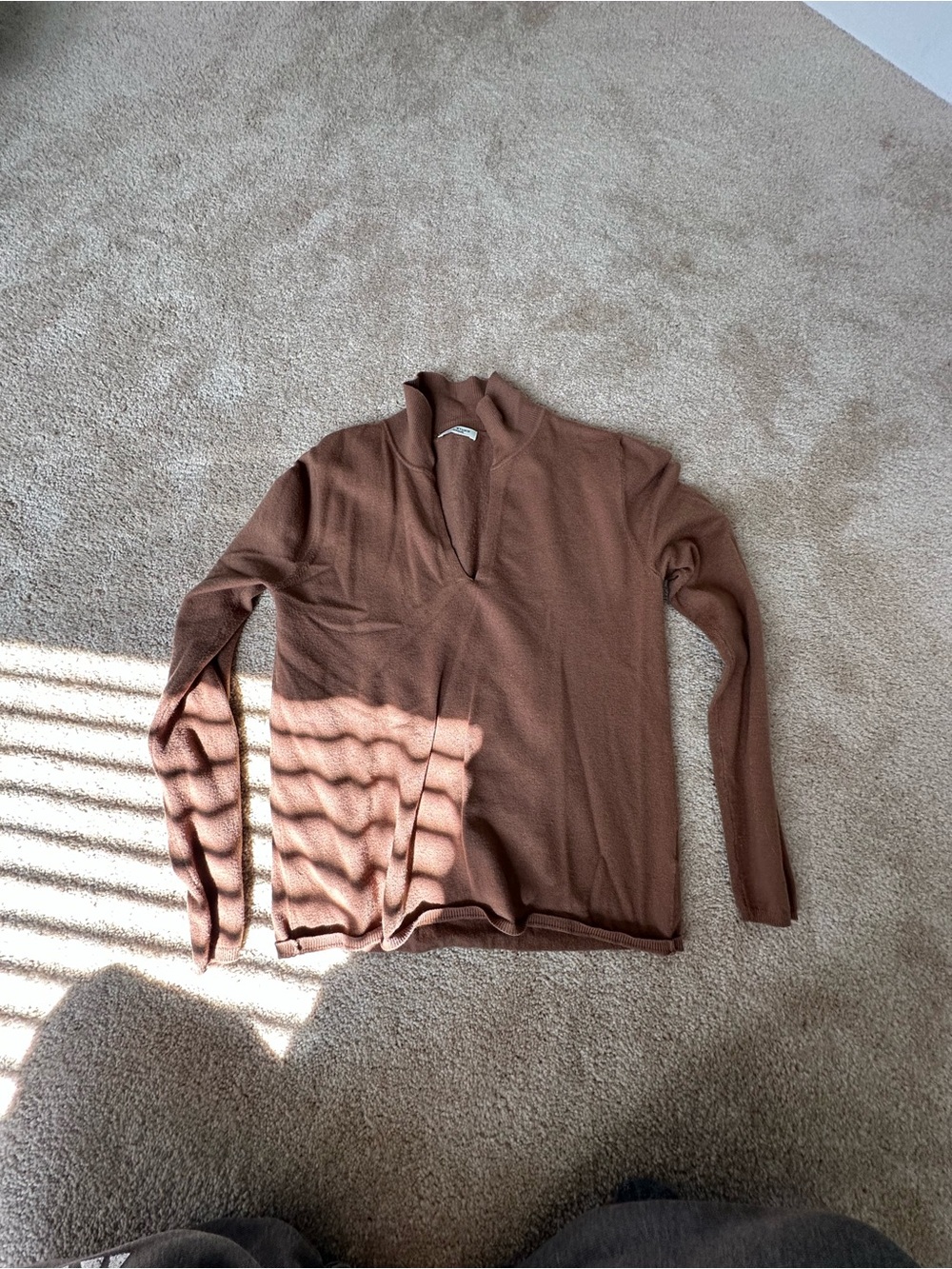 Max Studio Chestnut Brown V-Neck Women's Sweater